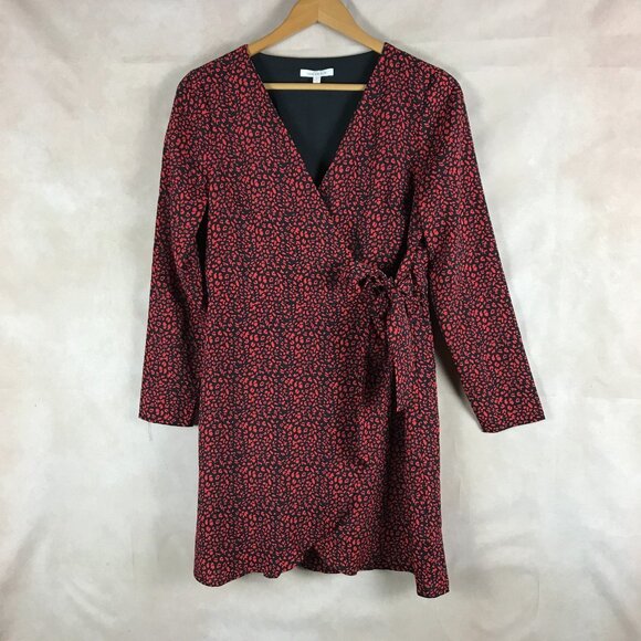 Skies Are Blue Red/Black Printed Faux Wrap Dress SMALL - Picture 11 of 11